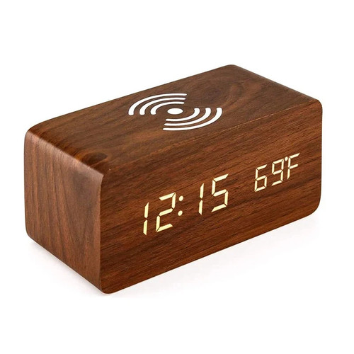 Wooden digital alarm - alarm, led